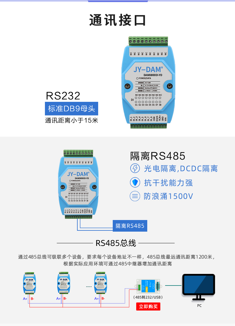 DAM-0800DI-YD 工业级I/O？橥ㄑ督涌