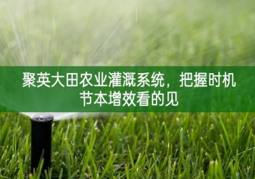 「智慧农业」聚英大田农业灌溉系统，把握时机节本增效看的见